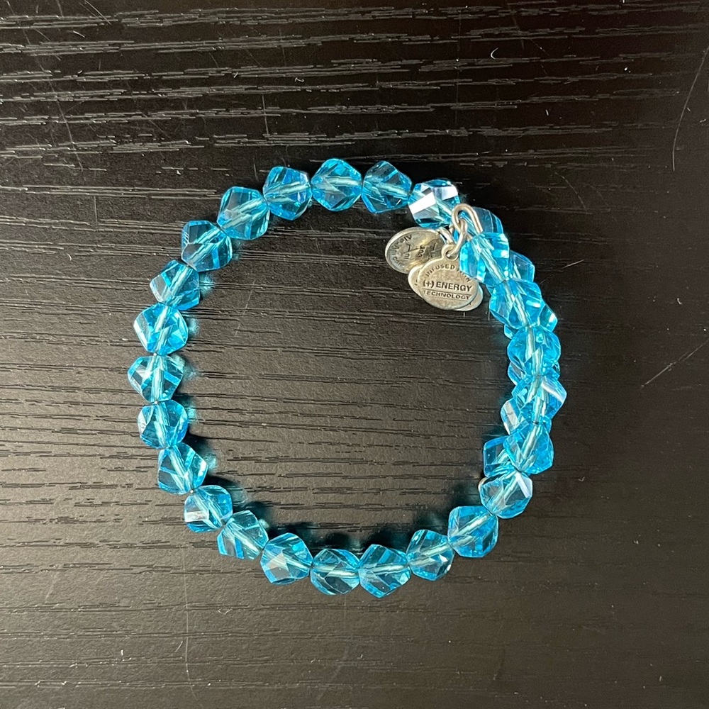 Alex and Ani silver tone blue bead bracelet wrap